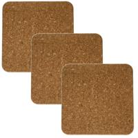 Pannenonderzetters - 3x stuks - 20 cm - kurk - vierkant - onderzetters pannen