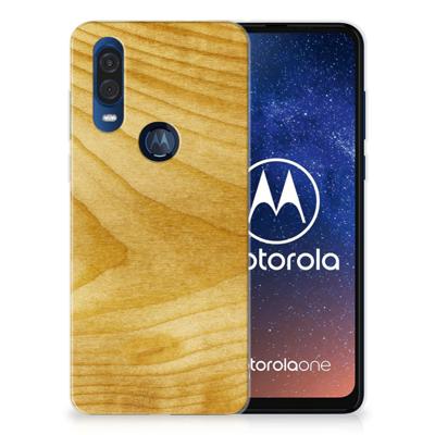 Motorola One Vision | Bumper Hoesje | Licht Hout