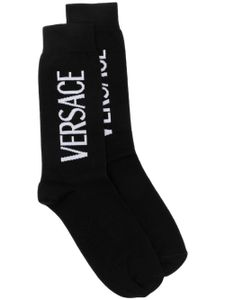 Versace chaussettes à logo en intarsia - Noir