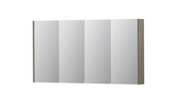 INK SPK2 spiegelkast met 4 dubbelzijdige spiegeldeuren, 4 verstelbare glazen planchetten, stopcontact en schakelaar 140 x 14 x 73 cm, greige eiken - thumbnail