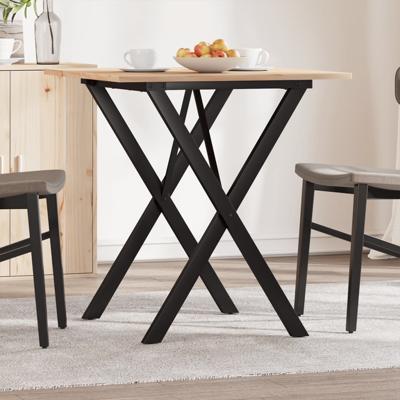 Eettafel X-frame 70x70x75 cm massief grenenhout en staal