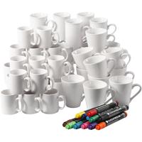 Groepsset Mokken beschilderen, H: 7-10 cm, wit, 1 set