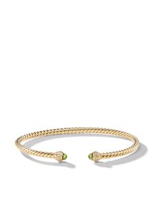 David Yurman bracelet Cablespira en or 18ct serti de péridot et de diamants