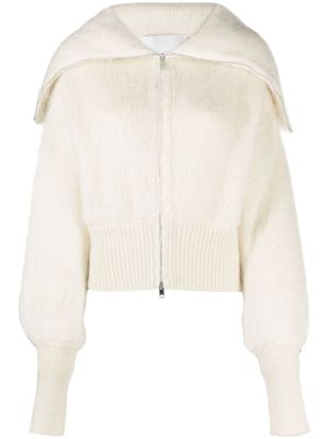 SA SU PHI cardigan zippé à manches bouffantes - Blanc