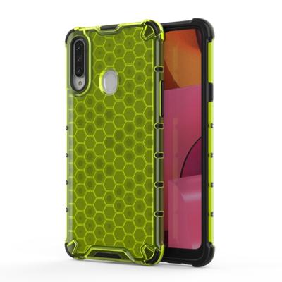 Voor Galaxy A20s shock proof honingraat PC + TPU case (groen)