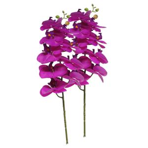 Kunstbloem Orchidee Bora - 2x - fuchsia - 77 cm - losse steel - kunst zijdebloem - Phalaenopsis