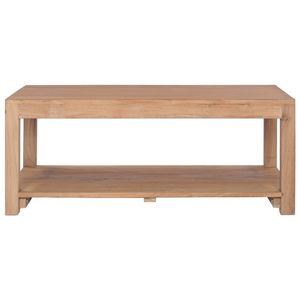 The Living Store Salontafel Teak 100x50x40 cm met schap - Natuurlijke houtkleur