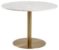 Eettafel Menno Marmer Wit Ø105cm Gouden Onderstel - Giga Living - thumbnail