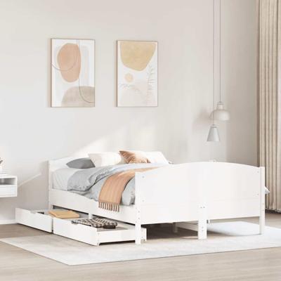 Bedframe zonder matras massief grenenhout wit 140x200 cm