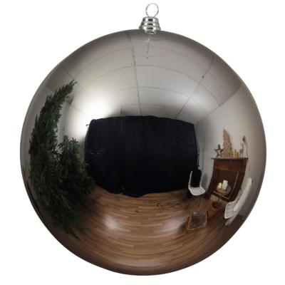 Decoris Kerstbal - zilver - groot - 20 cm - kunststof - glans
