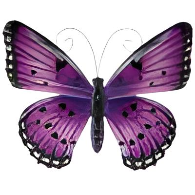 Pro Garden Wanddecoratie vlinder - paars - 34 x 28 cm - metaal - muurdecoratie / schutting / tuin