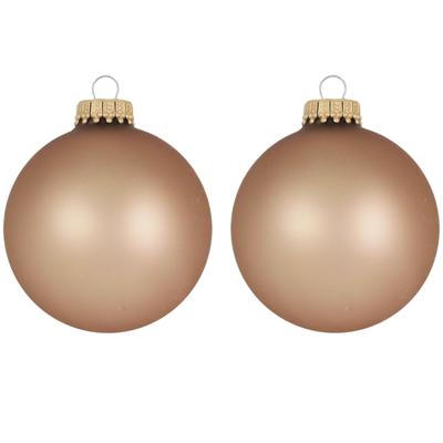 Kerstballen - 24x st - cappuccino velvet bruin - 7 cm - glas - kerstversiering