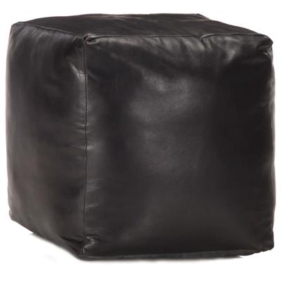 Poef 40x40x40 cm echt geitenleer zwart