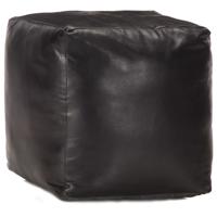 Poef 40x40x40 cm echt geitenleer zwart