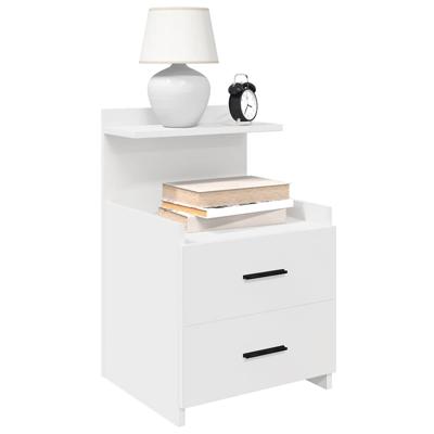 Nachtkastjes 2 st met 2 lades wit 40x36,5x62 cm