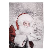 Clayre & Eef Plaid 130x170 cm Wit Grijs Polyester Kerstman Deken Wit Deken - thumbnail