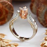 Rose bloem met diamant trouwring voor vrouwen ring maat: 8