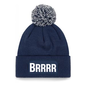 Brrrr muts met pompon - unisex - one size - navy - apres-ski muts