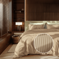 Dekbedovertrek Katoen-Satijn - Satijnstreep - Eenpersoons (140x200 Cm) - Taupe Katoen-satijn - Strepen - Presence - Dekbed-Discounter.nl