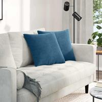 Sofa Kussens 2 pcs Blauw 45 x 45 cm Katoen Stof Sofa Kussens 2 pcs Blauw 45 x 45 cm Katoen Stof