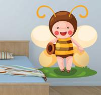 Sticker kinderen vrolijk bijenmeisje - thumbnail