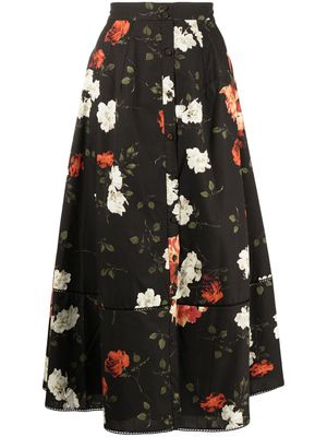 ERDEM jupe plissée à fleurs - Noir
