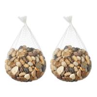 Mini Decoratie steentjes - in netje - 2x kg - natuur kleuren - Voor in plantenbak, vissenkom