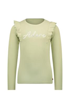 MAYCE Meisjes shirt rib ruffel - Pistache groen