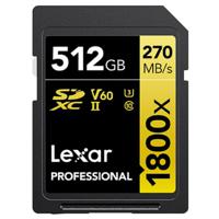 Lexar 1800x SDXC 512GB C10 U3 V60 Professional geheugenkaart - thumbnail