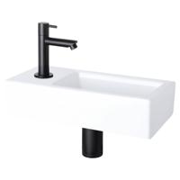 Differnz Ravo fonteinset links - keramiek - kraan recht - 38.5 x 18.5 x 9.5 cm - mat zwart