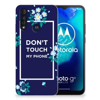 Motorola Moto G8 Power Lite Silicone-hoesje Flowers Blue DTMP Motorola Moto G8 Power Lite Silicone-hoesje Flowers Blue DTMP