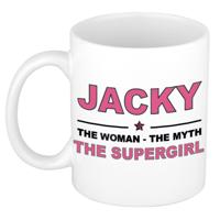 Jacky cadeau mok - Woman Myth Supergirl - naam koffiemok - 300 ml - collega - moederdag
