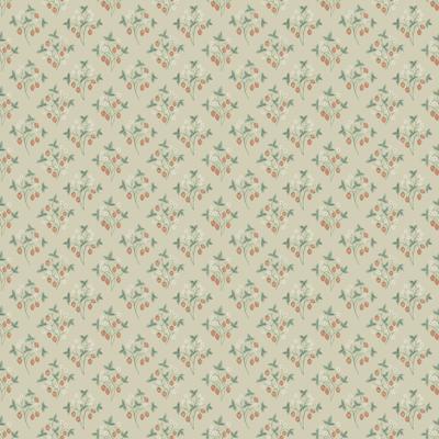 Dutch Wallcoverings Rosenlycka - Strawberries Yellow - Geel/Groen/Rood