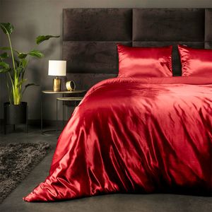 Dekbedovertrek Silk Satin - Lits-Jumeaux (240x220 cm) - Rood Microvezel - Dessin: Effen - Fresh and Co - Dekbed-Discounter.nl