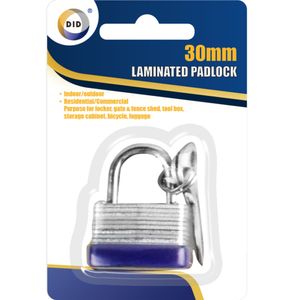 Hangslot met sleutel - 3 cm - metaal - voor binnen en buiten