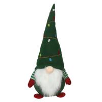 Decoratie kerstman gnome pop - 52 cm - groen - pluche - dwerg/kabouter