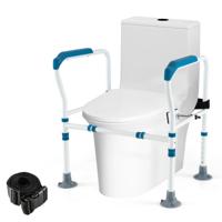 Toiletsteunframe voor Senioren en Gehandicapten WC-Steun met Handgreep 6-Voudig in Hoogte Verstelbaar met Antislip Voeten