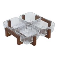 Snackdienblad Home ESPRIT Transparant Natuurlijk 300 ml 22 x 22 x 6 cm