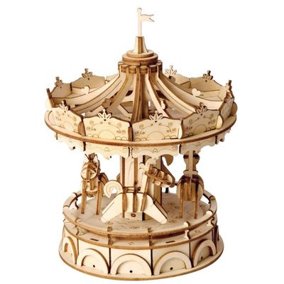Robotime 3d-puzzel Merry Go Round 17,7 Cm Hout Naturel Robotime 3d-puzzel Merry Go Round 17,7 Cm Hout Naturel