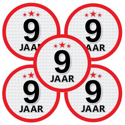 9 jaar leeftijd sticker - 10x - rond - Dia 15 cm - 9 jaar verjaardag - jubileum - leeftijd versierin