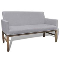 Bank met gevoerde kussens stof rubberwood lichtgrijs Bank met gevoerde kussens stof rubberwood lichtgrijs