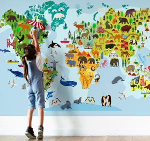 Wereldkaart monumenten en dieren
