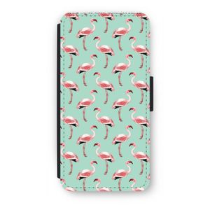 Flamingoprint groen: iPhone 7 Flip Hoesje