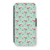 Flamingoprint groen: iPhone 7 Flip Hoesje