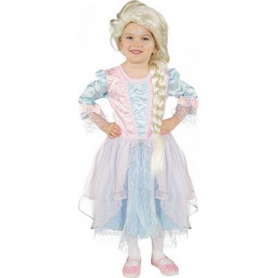 Lichtblauw met roze prinsessenjurk