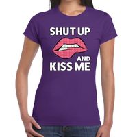 Shut up and kiss me t-shirt paars dames - thumbnail