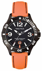 Nautica horlogeband A13026G Leder Oranje 20mm + zwart stiksel