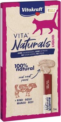VITAKRAFT VITA NATURALS Vloeibaar rundvlees - Kattensnoepje - 5x15 g