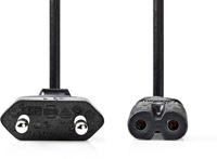 Nedis stroomkabel | euro male | iec-320-c7 | recht | recht | vernikkeld | 1.00 m | plat | pvc | zwart | label - cegl11040bk10