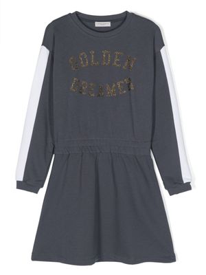 Golden Goose Kids robe élastiquée à manches longues - Bleu